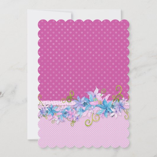 バースデーパーティーフローラピンク水玉模様 サンキューカード (裏面)
