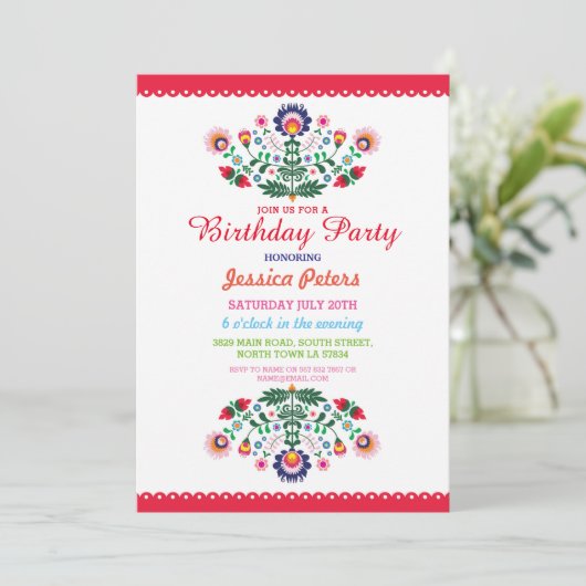 バースデーパーティーフローラフィエスタメキシカンビバアニエージ 招待状 (スタンド正面)