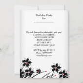 バースデーパーティーフローラレッド白黒 招待状 (裏面)