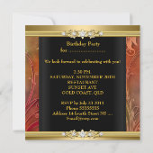 バースデーパーティーフローラレッド金ゴールドブラック 招待状 (裏面)
