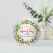 バースデーパーティーフローラ水彩シルバーグリーン金ゴールド 招待状 (スタンド正面)