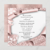 バースデーパーティーブライダルシャワー3Dホワイトローズ 招待状 (正面/裏面)