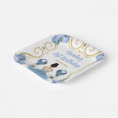 バースデーパーティーブラウンヘアプリンセスインほこりっぽいブルー ペーパープレート (傾斜あり)