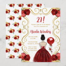 バースデーパーティーブラウンヘアプリンセスイン赤