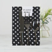 バースデーパーティーブラックの銀器 招待状 (スタンド正面)