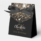 バースデーパーティーブラックグリッター金ゴールドモノグラム フェイバーボックス (正面サイド)