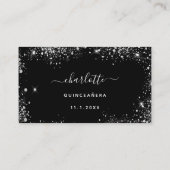 バースデーパーティーブラックシルバーグリッターRSVP エンクロージャーカード (裏面)