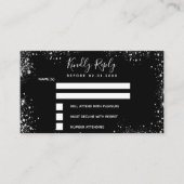 バースデーパーティーブラックシルバーグリッターRSVP エンクロージャーカード (正面)