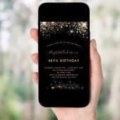 バースデーパーティーブラック金ゴールドグリッターダストラグジュアリー 招待状