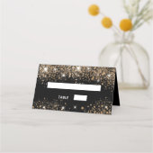 バースデーパーティーブラック金ゴールドグリッターダスト座席表 プレイスカード (正面)