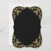 バースデーパーティーブラック金ゴールドホワイトパール 招待状 (裏面)