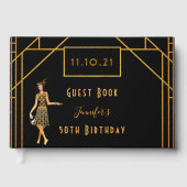 バースデーパーティーブラック金ゴールド1920年代のアートデコ ゲストブック (正面)