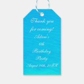 バースデーパーティーブルーウォーターパーソナライズされたありがとう ギフトタグ (正面)