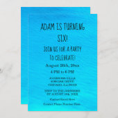 バースデーパーティーブルーウォーターパーソナライズされた名クール前 招待状 (正面/裏面)