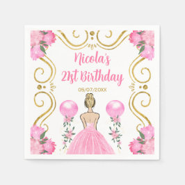 バースデーパーティーブロンデプリンセスインピンク スタンダードカクテルナプキン