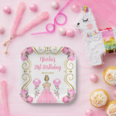 バースデーパーティーブロンデプリンセスインピンク ペーパープレート (パーティー)