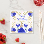 バースデーパーティーブロンデプリンセスインブルー スタンダードカクテルナプキン (インサイチュ)