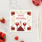 バースデーパーティーブロンデプリンセスインレッド スタンダードカクテルナプキン (インサイチュ)