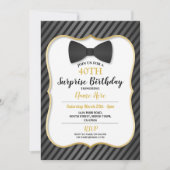 バースデーパーティーブロークタイブラックタイメンズウィメンズ金ゴールド 招待状 (正面)