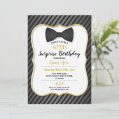 バースデーパーティーブロークタイブラックタイメンズウィメンズ金ゴールド 招待状 (スタンド正面)