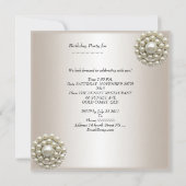 バースデーパーティーホワイトクリームパール 招待状 (裏面)