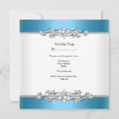 バースデーパーティーホワイトブルーティール（緑がかった色）パールジュエル 招待状 (裏面)