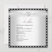 バースデーパーティーポルカドットブラックホワイトダイヤモンド 招待状 (裏面)