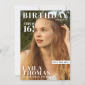 バースデーパーティーマガジンカバー写真10代の若者ガール 招待状 (正面)