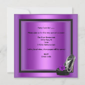 バースデーパーティーマゼンタパープルブラックシューズ 招待状 (裏面)