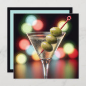 バースデーパーティーマルティニグラス 招待状 (正面/裏面)