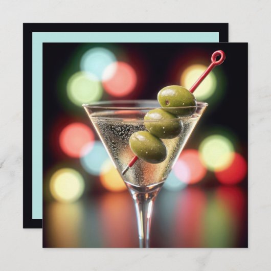 バースデーパーティーマルティニグラス 招待状 (正面/裏面)