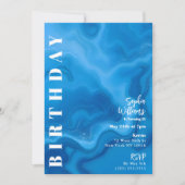 バースデーパーティームーンストーンブルー 招待状 (正面)
