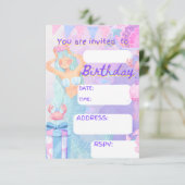 バースデーパーティーメイド、セイレナの誕生日パーティーの女の子 招待状 (スタンド正面)