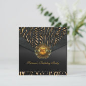 バースデーパーティーメタルブラックジュエルアニマル 招待状 (スタンド正面)