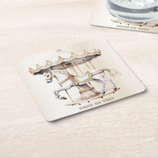 バースデーパーティーメリーゴラウンドサーカスカーニバル スクエアペーパーコースター (アングル)