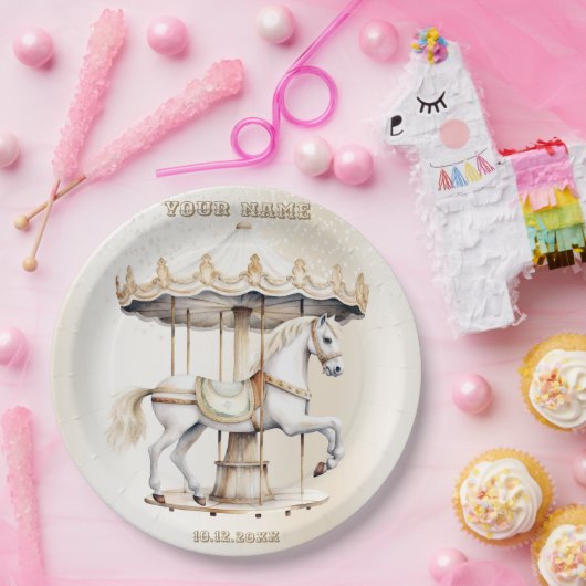 バースデーパーティーメリーゴラウンドサーカスカーニバル ペーパープレート (パーティー)