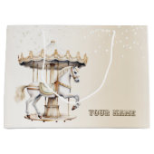 バースデーパーティーメリーゴラウンドサーカスカーニバル ラージペーパーバッグ (正面)