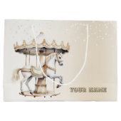 バースデーパーティーメリーゴラウンドサーカスカーニバル ラージペーパーバッグ (裏面)