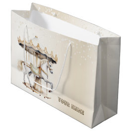 バースデーパーティーメリーゴラウンドサーカスカーニバル ラージペーパーバッグ