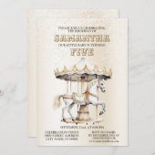 バースデーパーティーメリーゴラウンドサーカスカーニバル 招待状 (正面/裏面)