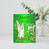 バースデーパーティーライムグリーン金ゴールドシューズ 招待状 (スタンド正面)