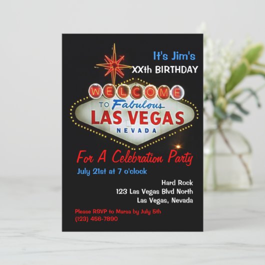 バースデーパーティーラスベガスパーティの招待状 招待状 (スタンド正面)