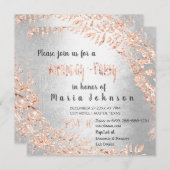 バースデーパーティーリースグリッターバラ金ゴールドシルバーグラ 招待状 (正面/裏面)