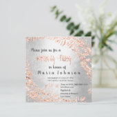 バースデーパーティーリースグリッターバラ金ゴールドシルバーグラ 招待状 (スタンド正面)