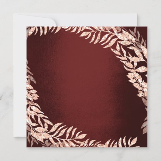 バースデーパーティーリースグリッターバラ金ゴールドブルゴーニュ 招待状 (裏面)