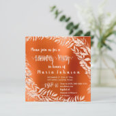 バースデーパーティーリーフリースグリッターバラ金ゴールドコーラル 招待状 (スタンド正面)