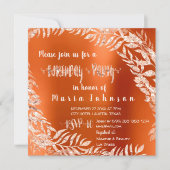 バースデーパーティーリーフリースグリッターバラ金ゴールドコーラル 招待状 (正面)