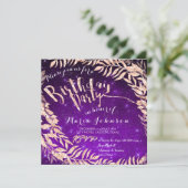 バースデーパーティーリーフリースパープルスターバラ金ゴールド 招待状 (スタンド正面)