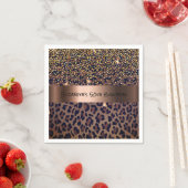 バースデーパーティーレオパード印刷ブロンズ スタンダードカクテルナプキン (インサイチュ)