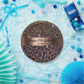 バースデーパーティーレオパード模様ブロンズ ペーパープレート (パーティー)